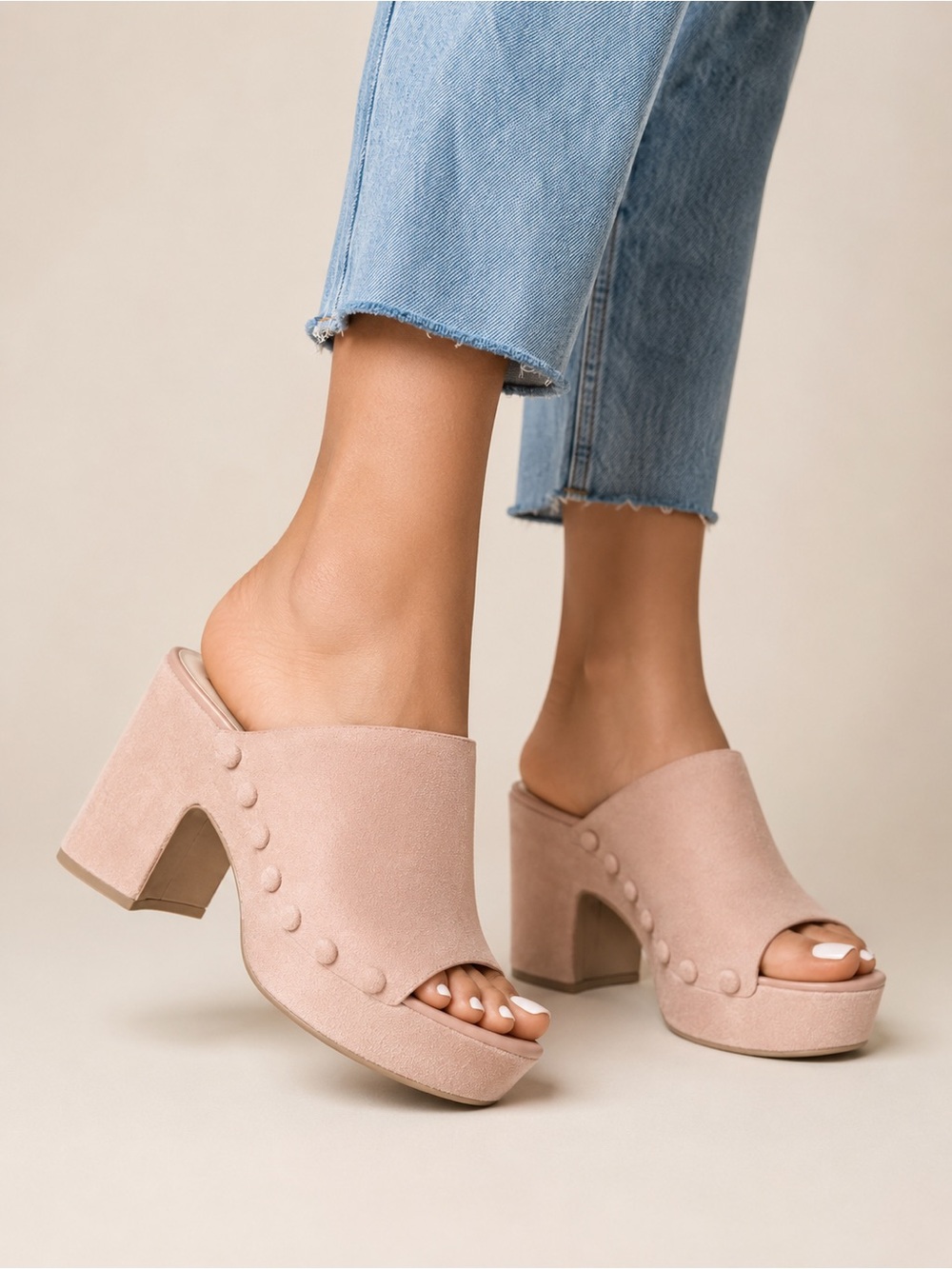 Dolce Vita Emol Chunky Platform Mule Size 7.5 Blush Pink